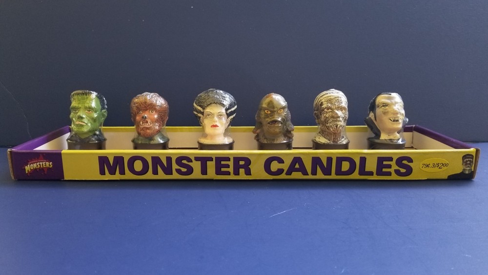6 UNIVERSAL MONSTERS TEA CANDLES DRACULA WOLFMAN CREATURE FRANKENSTEIN DISPLAY