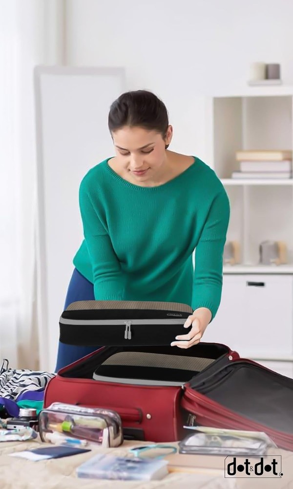 Dot&Dot Medium Packing Cubes - 4 Pcs Suitcase Set, 4pc Black -