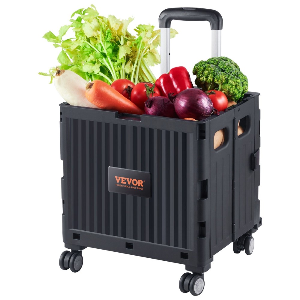 Foldable Utility Cart 110 lbs Load Capacity Folding Portable Rolling Crate