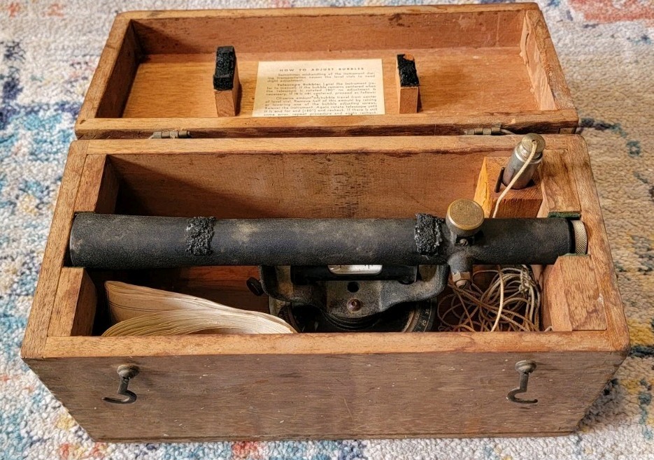 Vintage Berger Dumpy Level Erecting Telescope Transit Box Paperwork