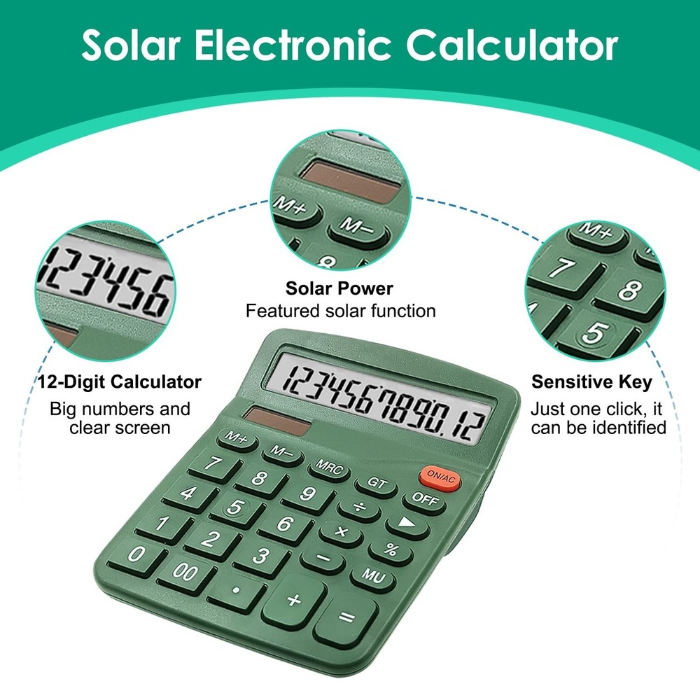 8 Pack Calculator Desktop, 12-Digit Solar Basic Calculators Dual Power Electr...