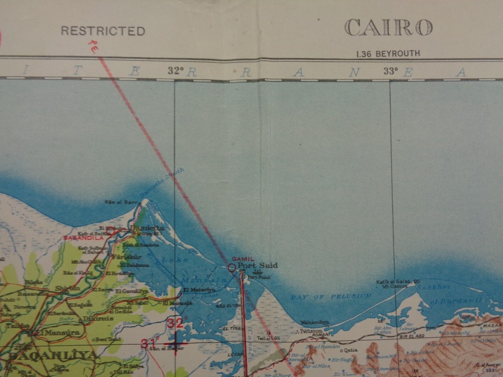WW2 "RESTRICTED" British map of "CAIRO" (WING COMMANDER, DFC & BAR)