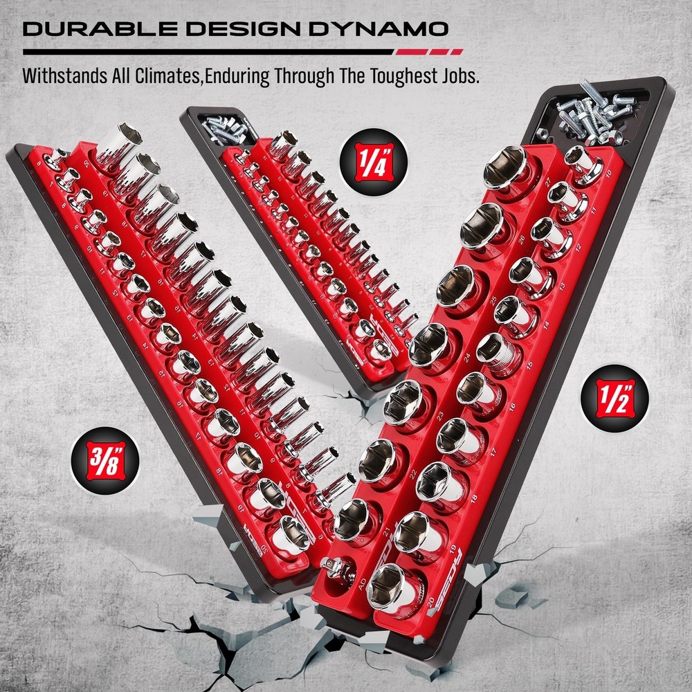 6-Piece Magnetic Socket Organizer Set for Easy Tool Box Storage