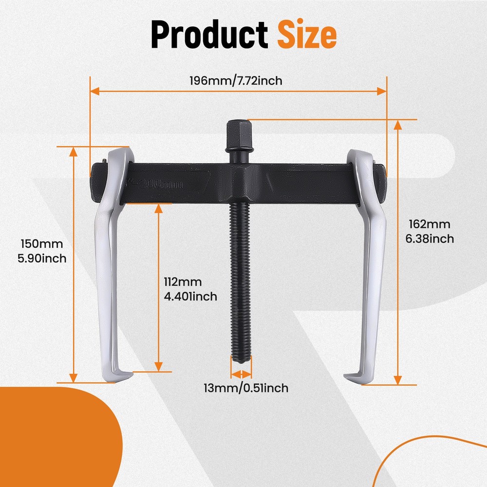 8 inch External Internal Pulling Two Claws Bearing Puller Adjust Strengthen US