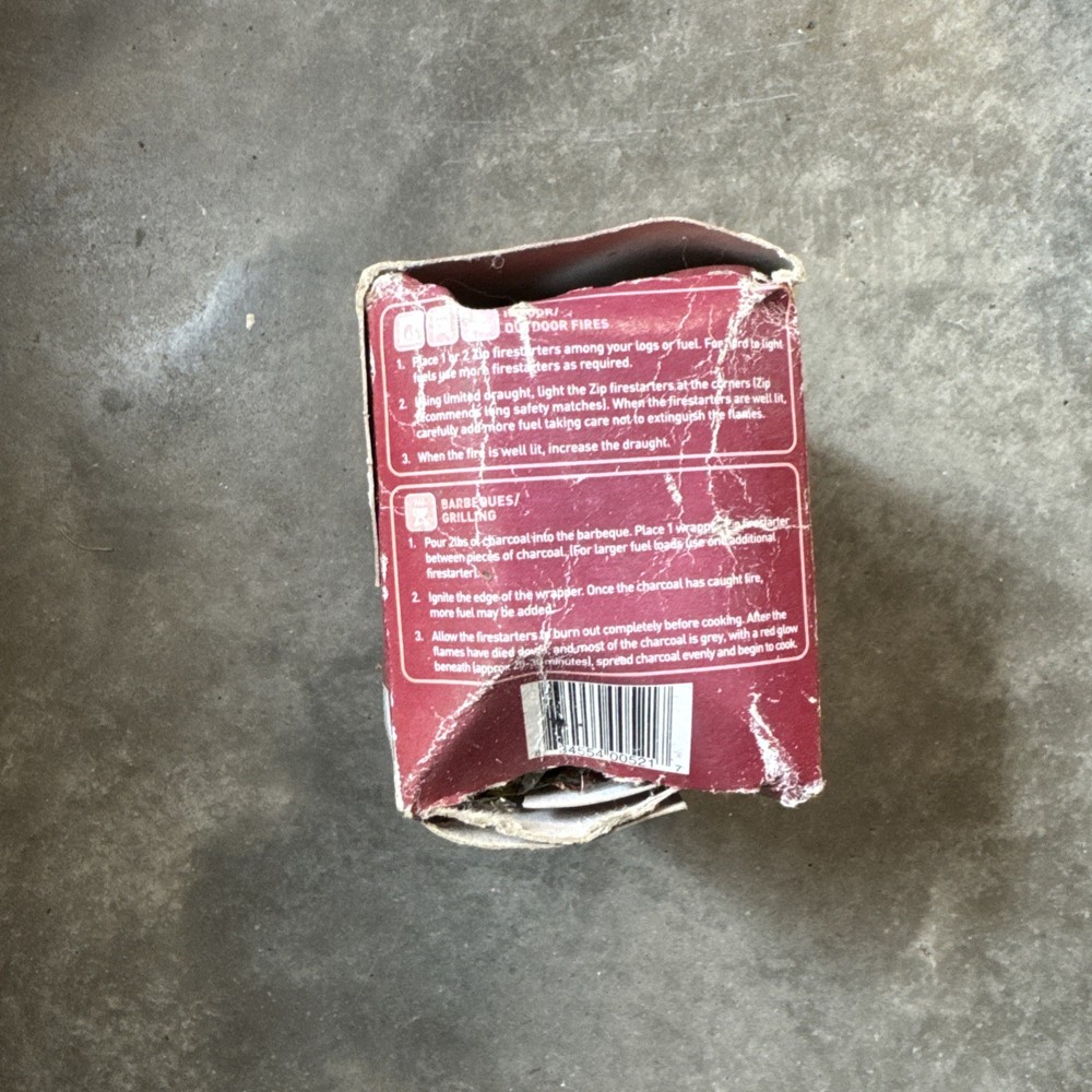 Zip Firestarter Premium All Purpose Wrapped Fire Starters 12 Pack | Box Damage