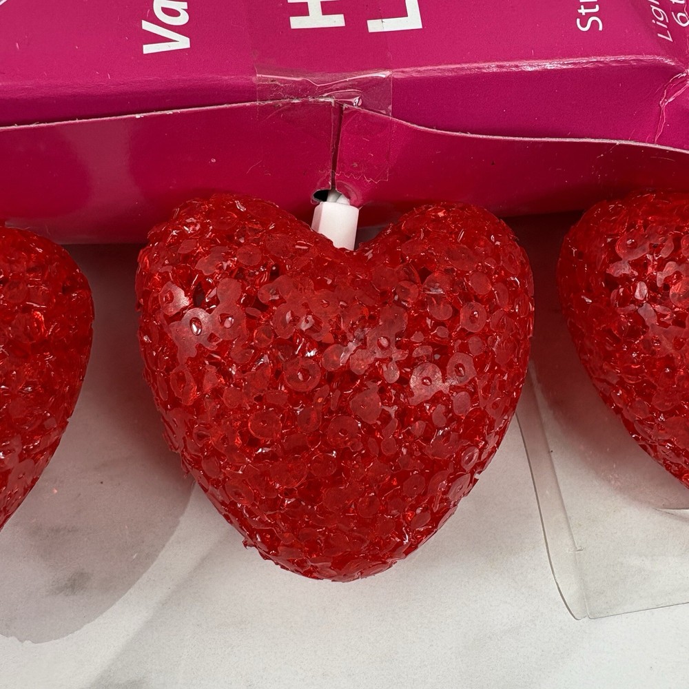 Valentine Cupid’s Arrow Vintage String Lights RED HEARTS Melted Plastic