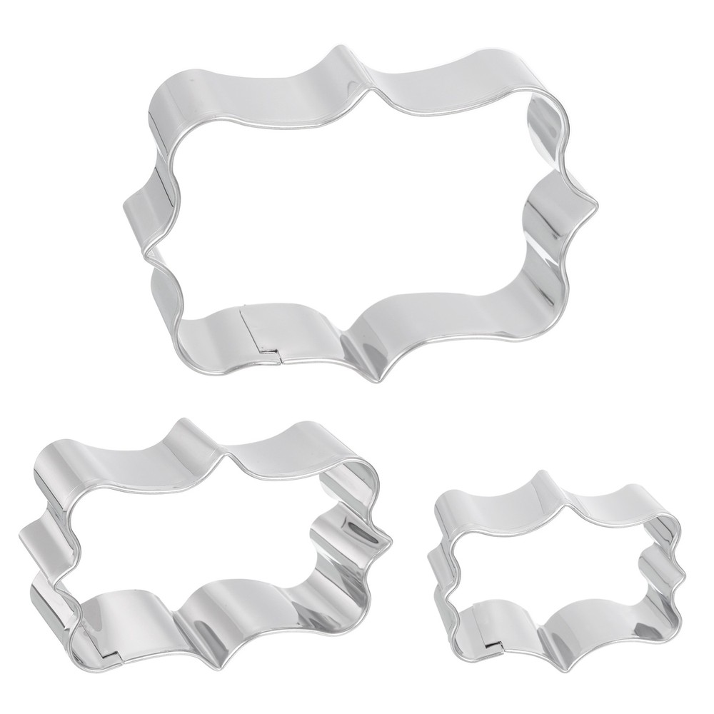 Cookie Cutter Set Rectangular Large + Medium + Small Silver Tone