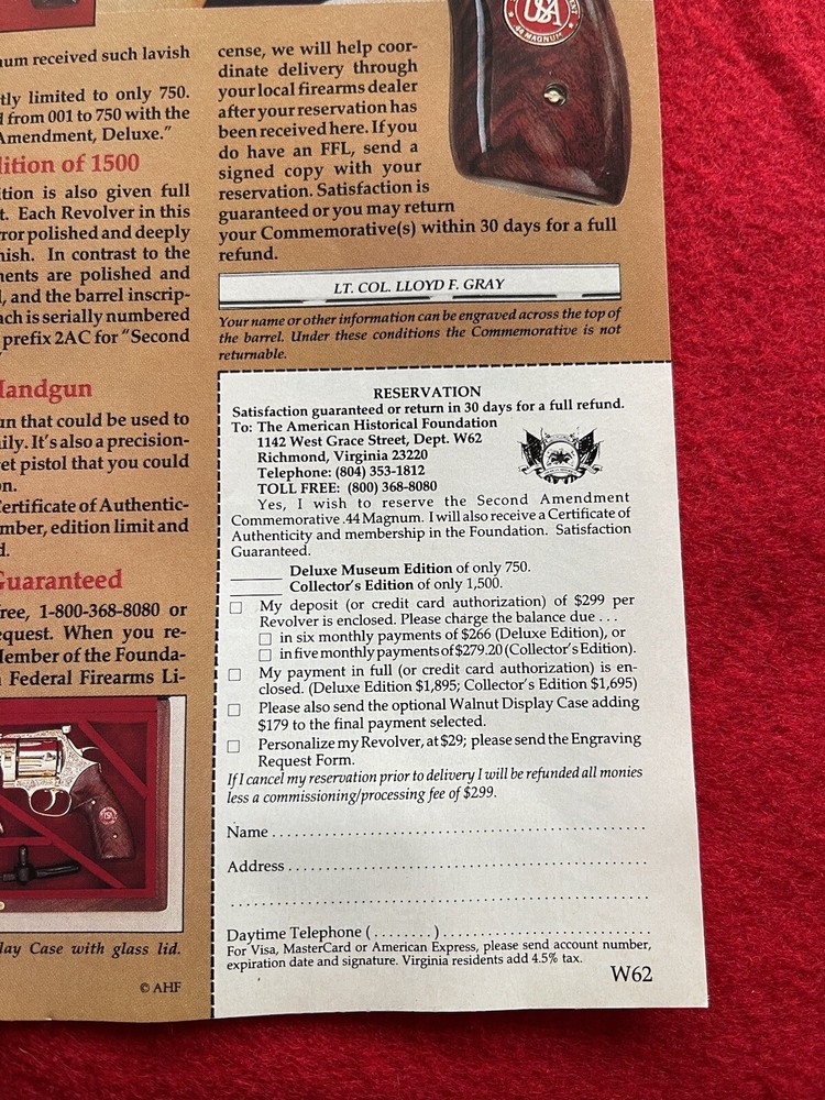 Vintage 1992 Second Amendment Commemorative.44 Magnum Print Ad