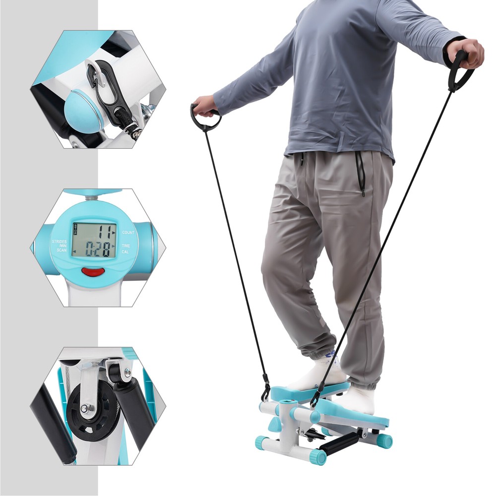 Exercise Mini Stair Stepper , Twister , Climber Machine with Resistance Bands
