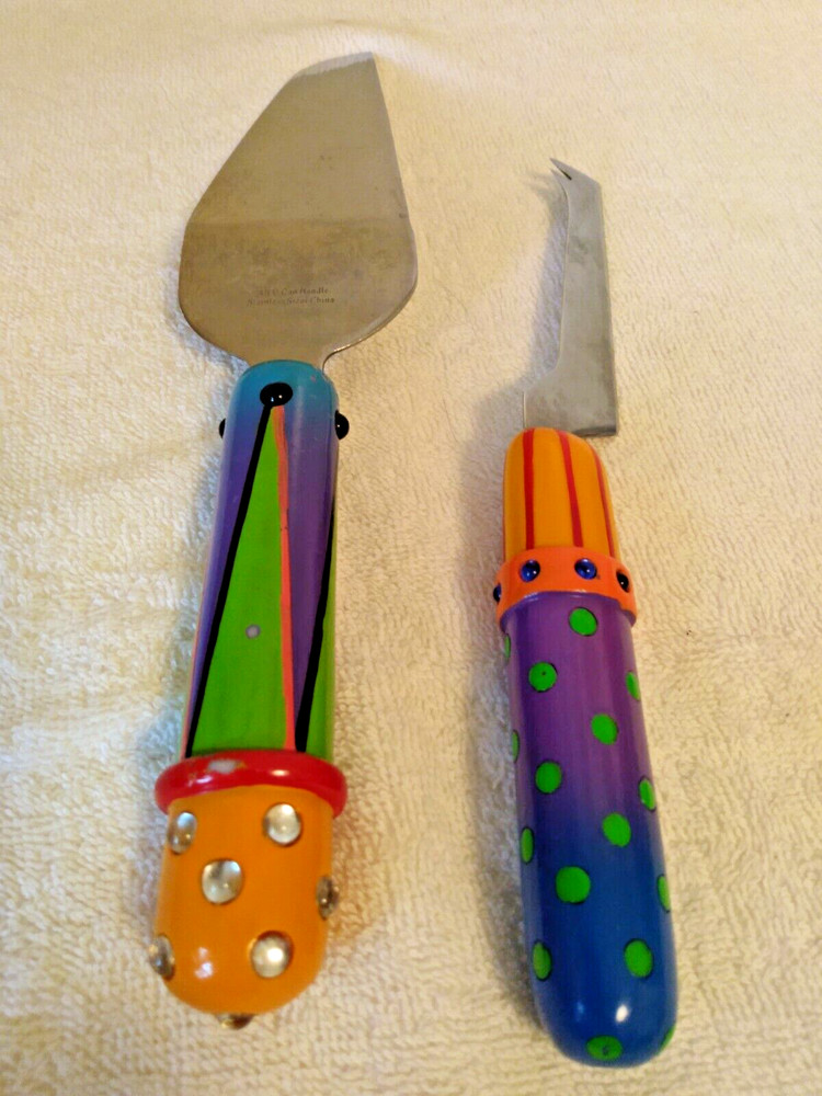 All U Can Handle Hand Painted Ceramic & Stainless Steel Server & Knife/Fork Set