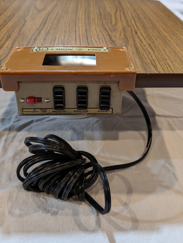 Logan Slide Projector Stand Foldable Table 28" high, 3 Power Plugins Vintage