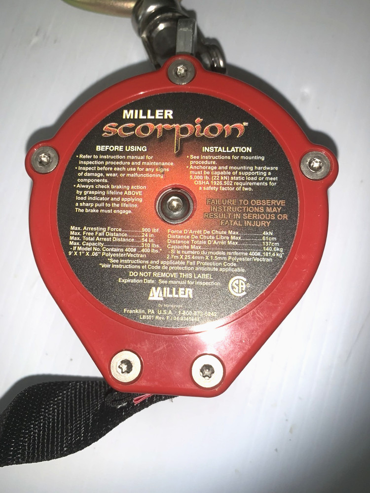 Miller Scorpion Personal Fall Limiter PFL-4/9FT