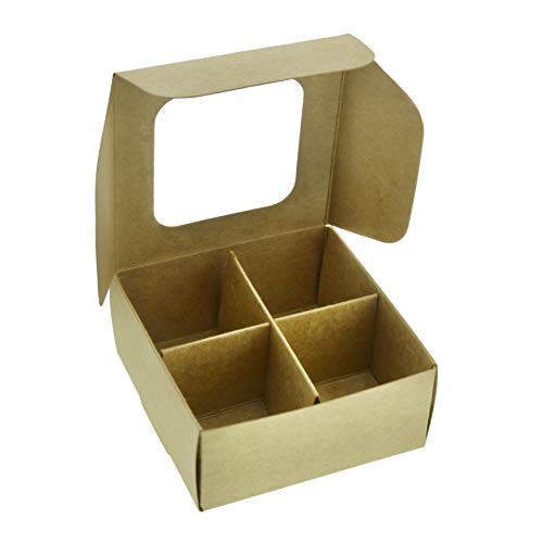 Mini Truffle Boxes with Window and Dividers - Extra Small - Four Kraft