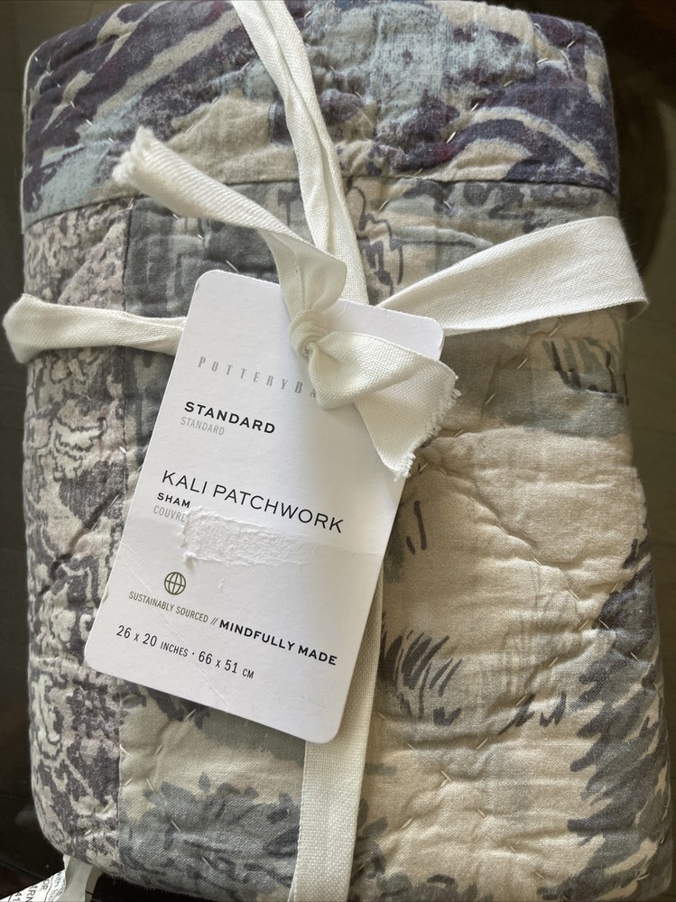 (1) Pottery Barn Kali Damask Patchwork STANDARD Sham - NEW