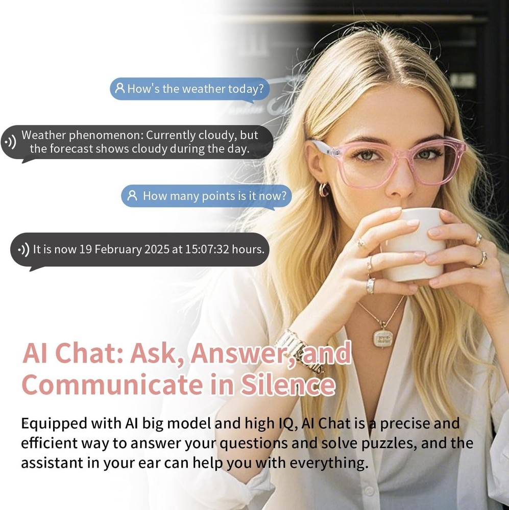 Multi-Functional AI Smart Glasses - Voice Assistant & Audio Playback, Pink