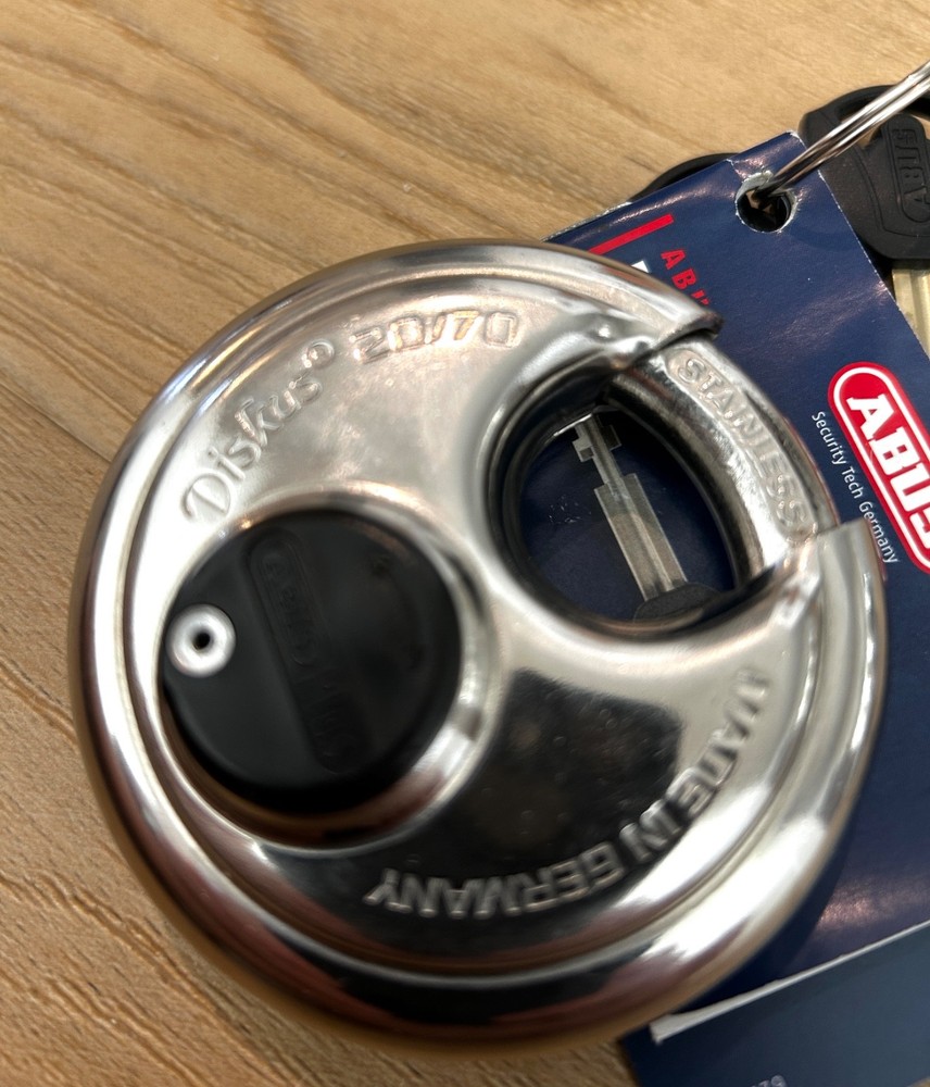 ABUS 20/70 Diskus Round padlock with Plus Cylinder - KEYED Different