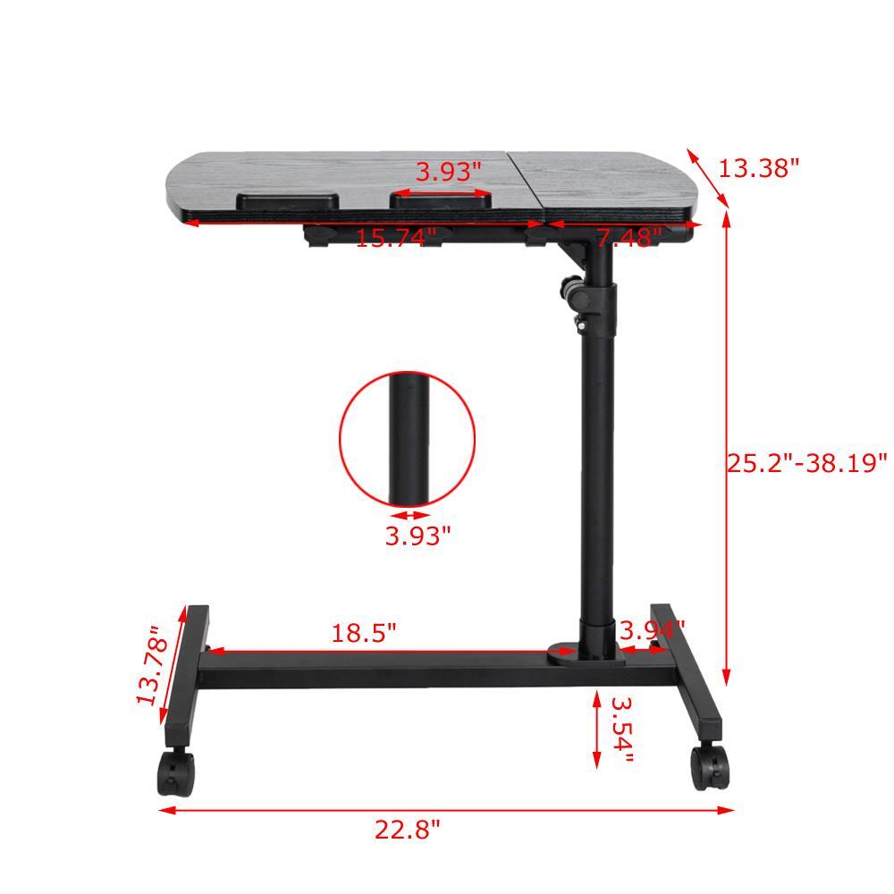Height Adjustable Mobile Laptop Table Small Rolling Standing Desk for Sofa Bed