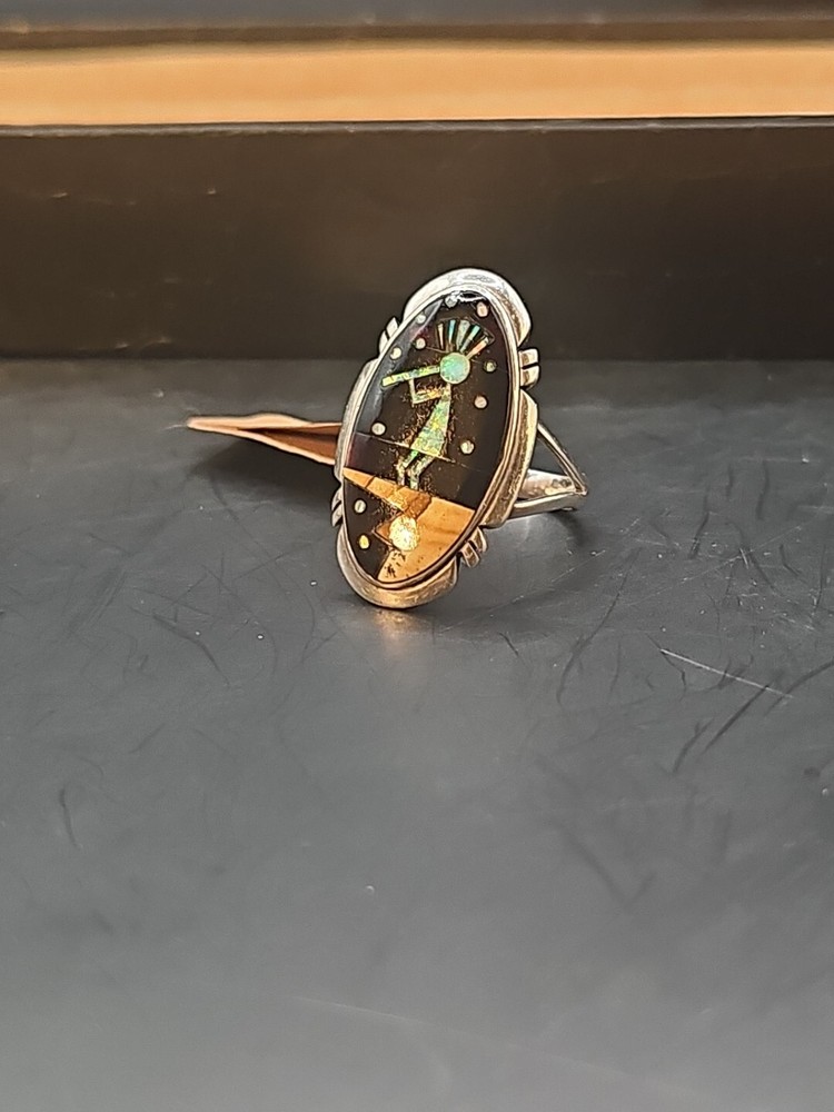 Sterling Silver Kokopelli Spiny Oyster Signed Ring Size 9