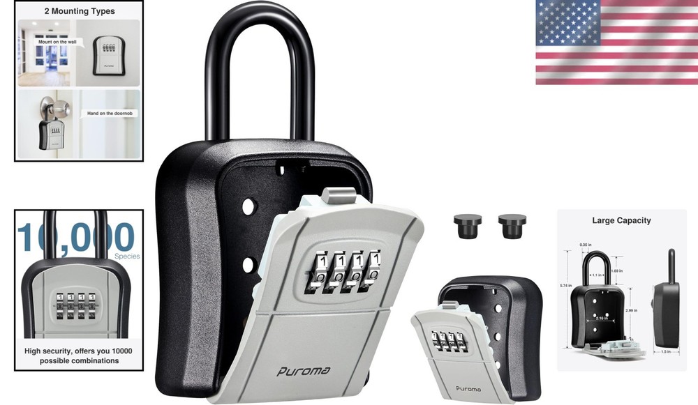 Resettable 4-Digit Security Lockbox - Wall-Mounted Key Safe for Access & Safety