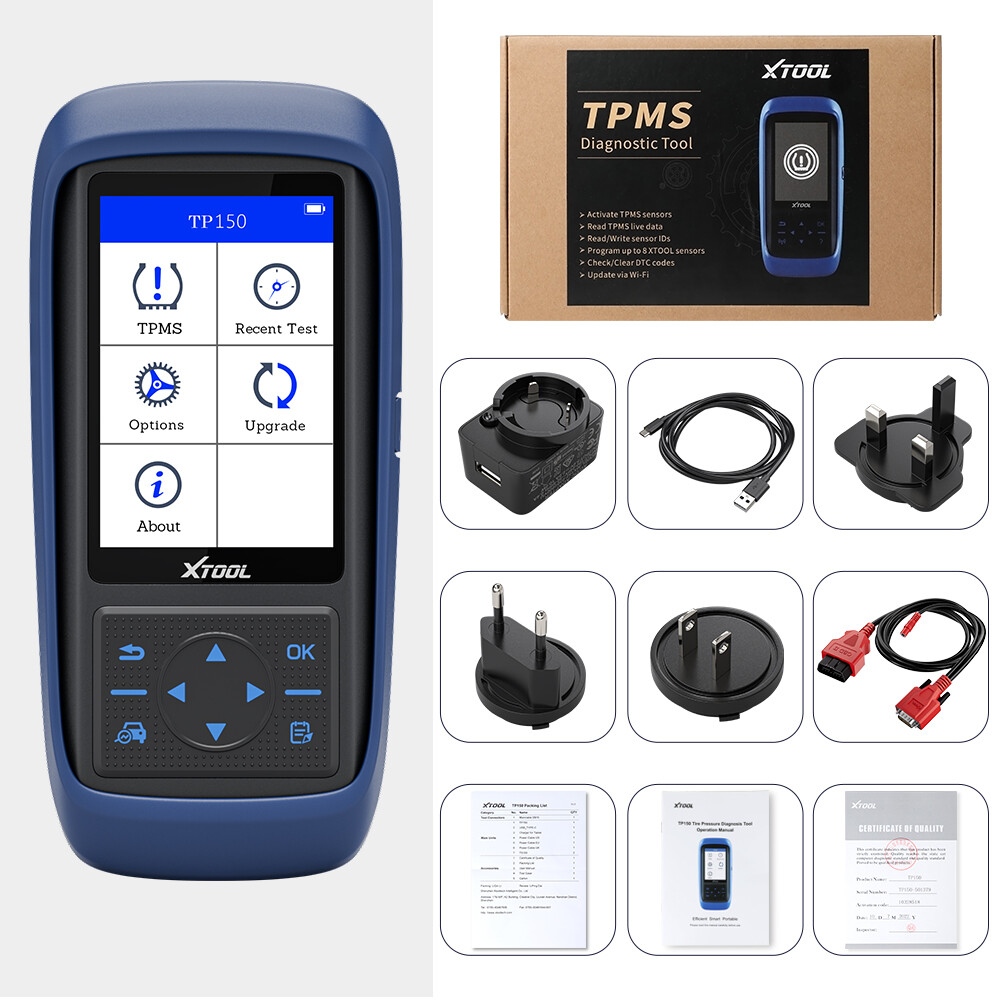 XTOOL TP150+2pcs TS100 TPMS Scanner Tool Car Tire Pressure Sensor Relearn Active