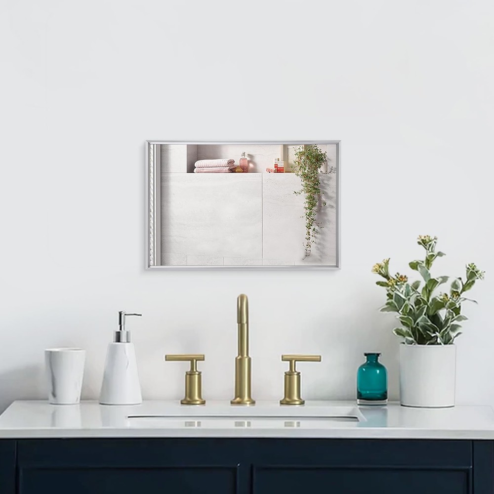Metal Framed Mirror Rectangle Wall Mounted Mirrors Decorative Modern for Bedr...