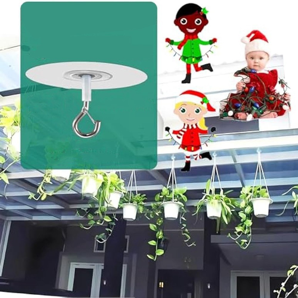 6Pcs Adhesive Ceiling Hooks for Popcorn Concrete Textured Ceiling Wall8052