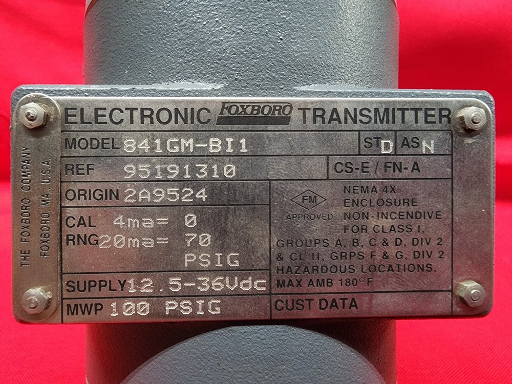 ELECTRONIC FOXBORO TRANSMITTER 841GM-BI1 12.5-36VDC 100PSIG