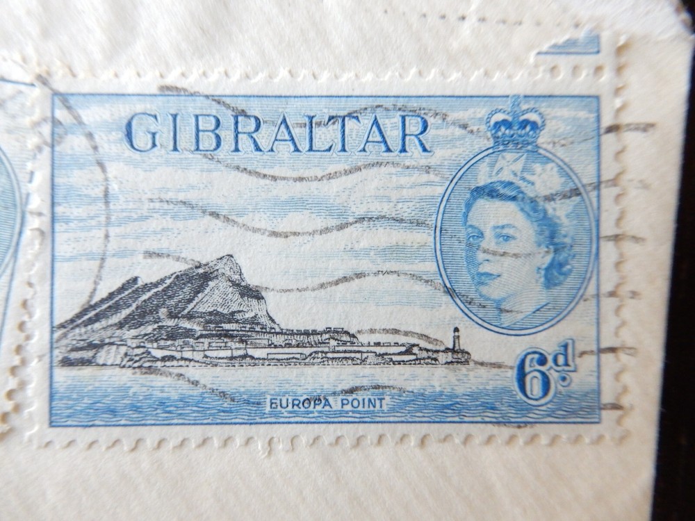 1955 Envelope Postmark Gibraltar with two different Gibraltar stamps