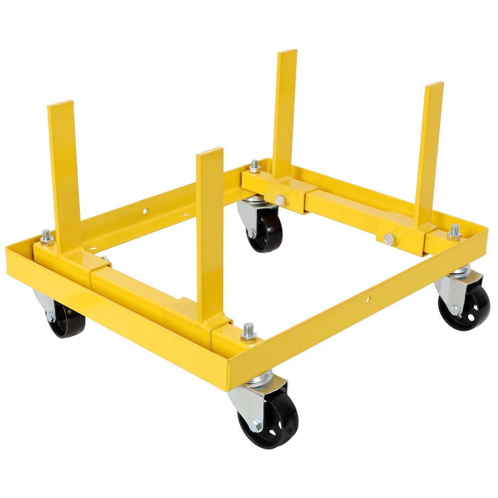 Adjustable Rolling Engine Stand 750lbs with 2 Buckle Straps, Yellow