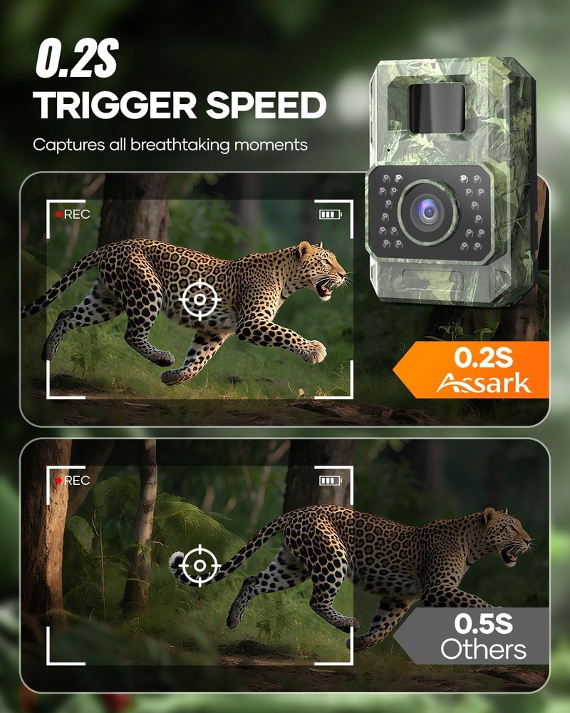 Solar Trail Camera 48MP30FPS WiFi Bluetooth Game Camera Motion Activated Trigger