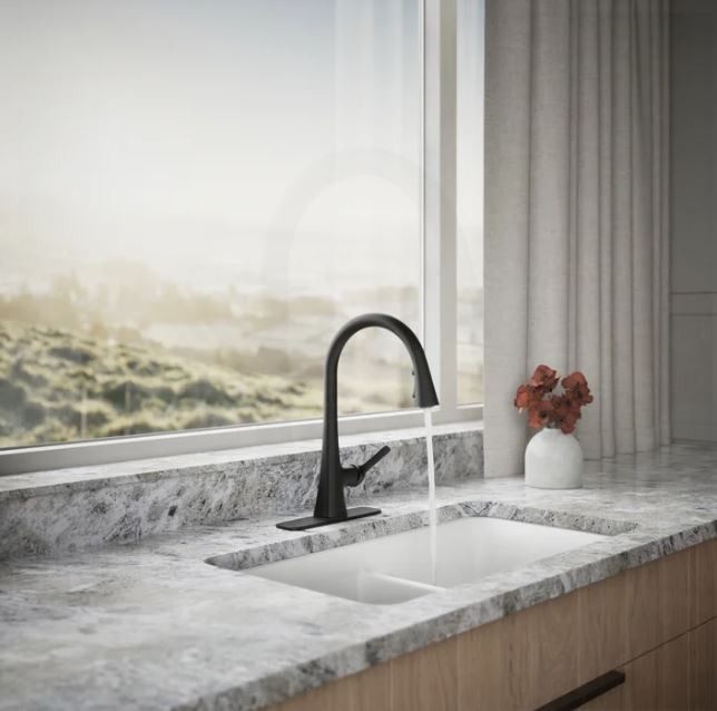 Kohler Guild Pull-down Kitchen Sink Faucet with Three-function Sprayhead - Black