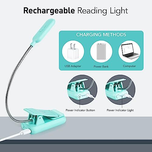 Rechargeable Book Light, Blue Light Blocking, Amber 1600K Clip On Reading