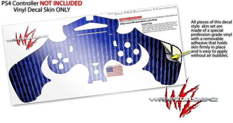 Skin for Sony PS4 Controller Binary Rain Blue