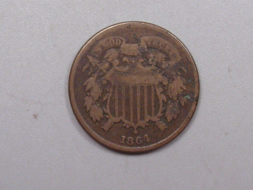 1864 Two Cent 2¢ Piece. #44