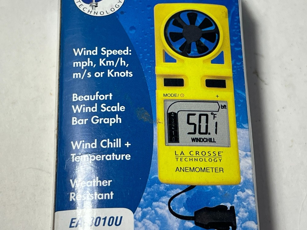 La Crosse Technology Anemometer with LCD Display Handheld EA-3010U EUC