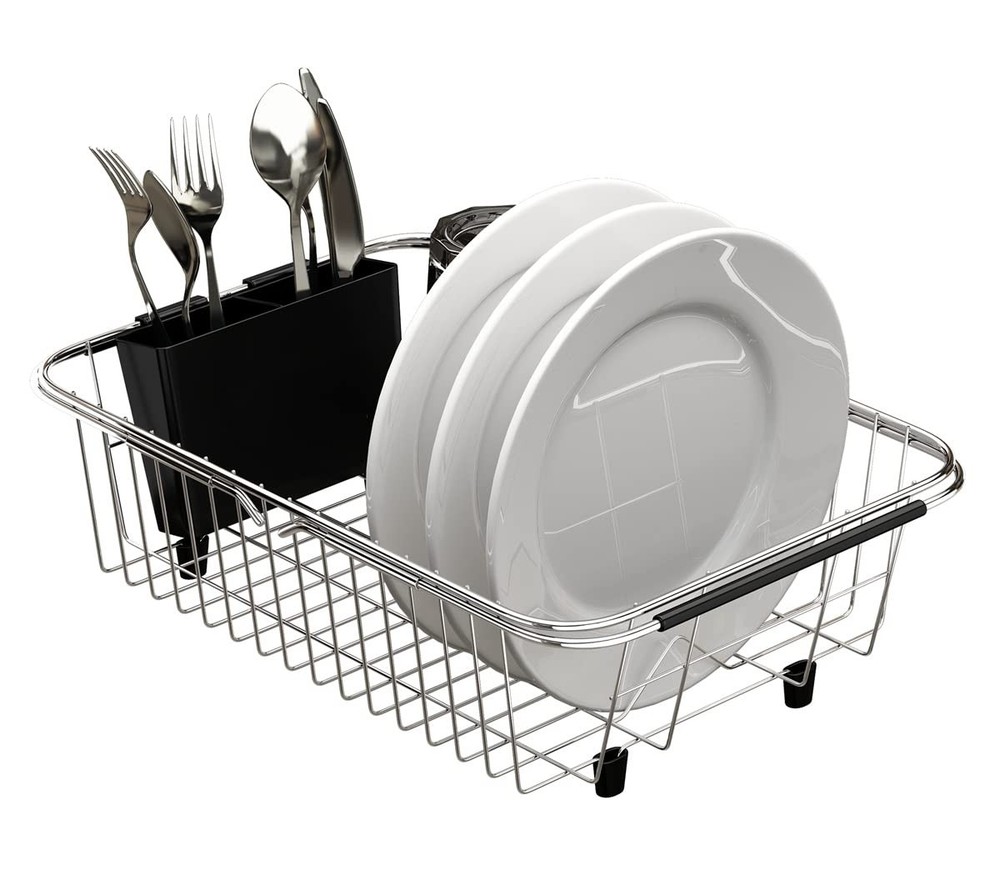 Adjustable Over Sink Dish Rack Stainless Steel Dish Drying Rack On Counter or...