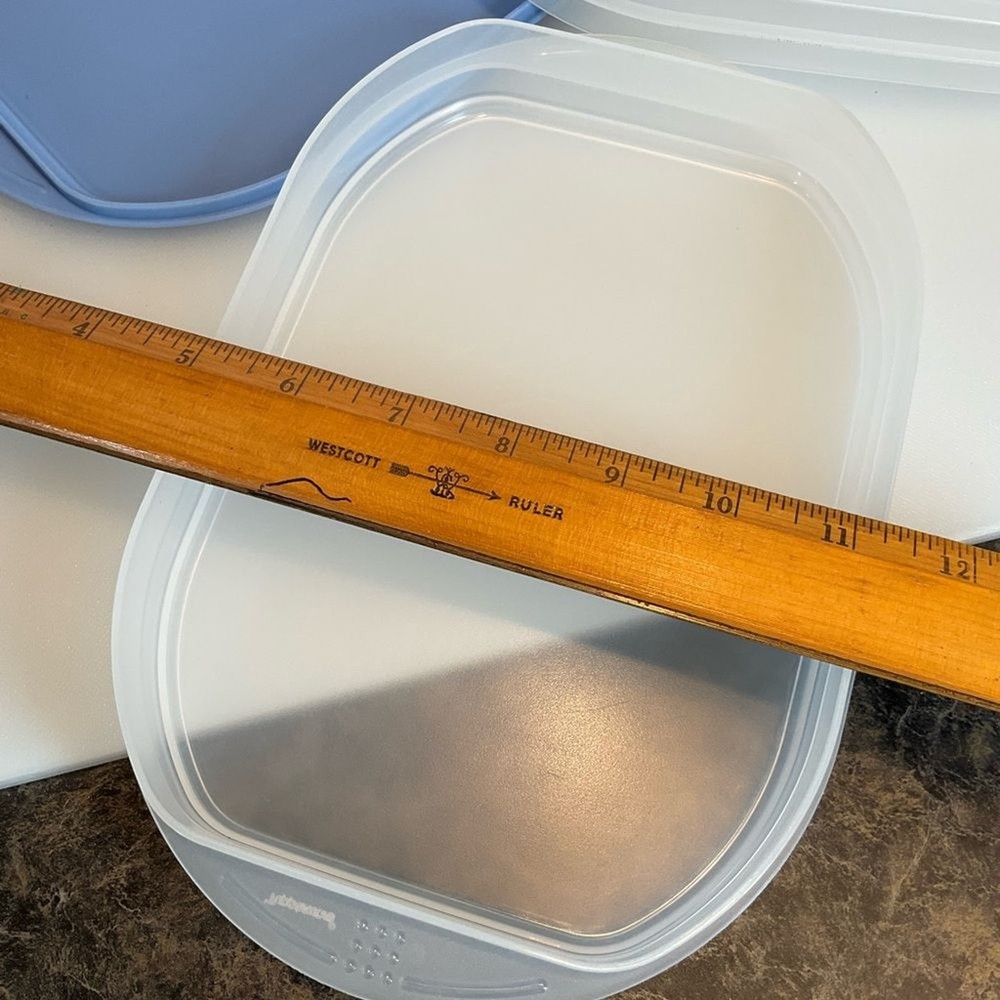 TUPPERWARE Stackable Container Set 3 Clearish Containers 1 Blue Lid