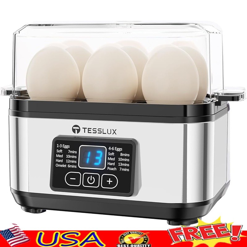 Multi Functional Egg Cooker 6 Egg Capacity Digital Touch Control Easy Clean New