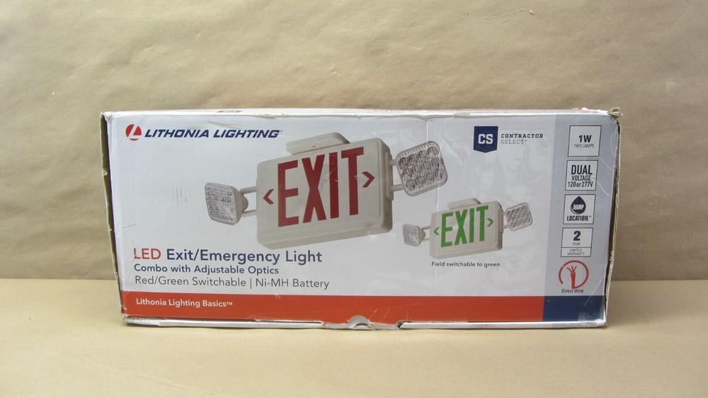 Lithonia Lighting Basics LED Exit Sign/Emergency Light Combo, 2-Head Fixture