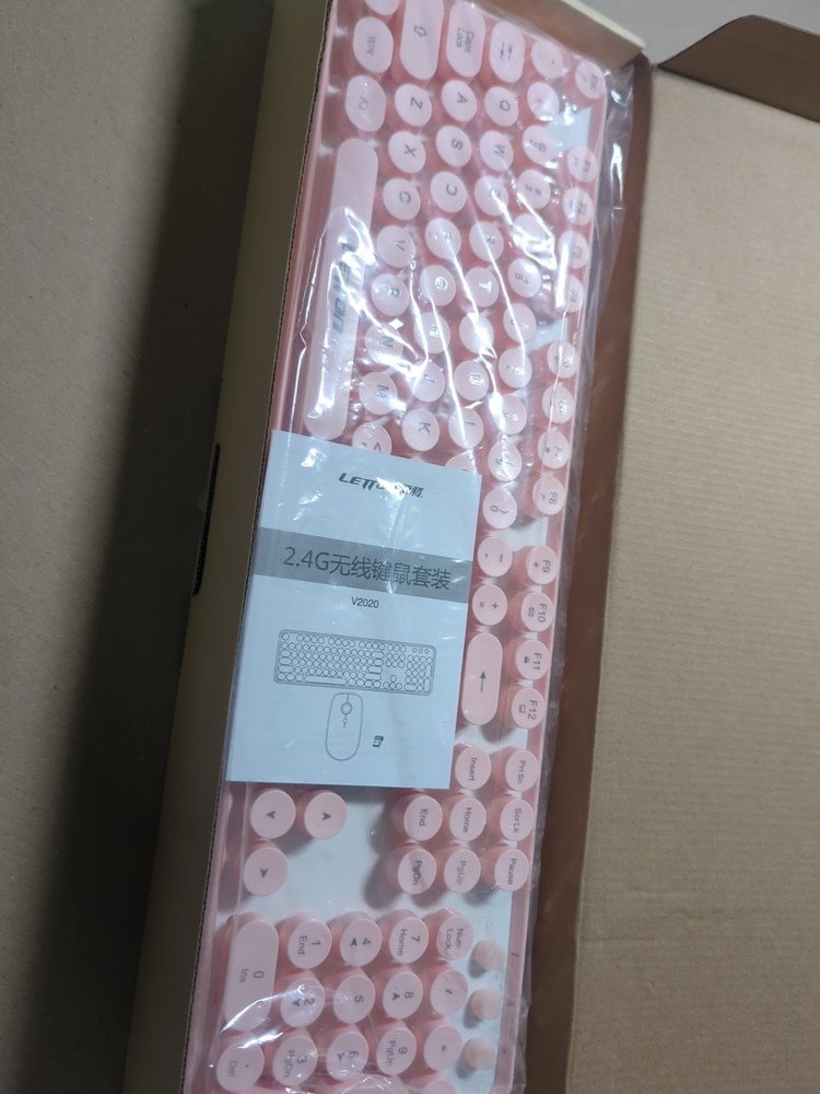 Letton V2020 Wireless Keyboard & Mouse Combo Typewriter Style Pink
