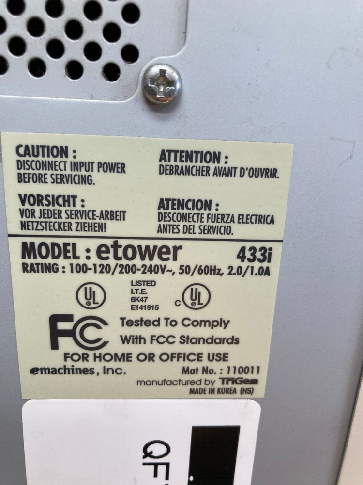 Emachines e-tower 433i NEVER OBSOLETE Desktop PC 32MB RAM + Windows 98 SE