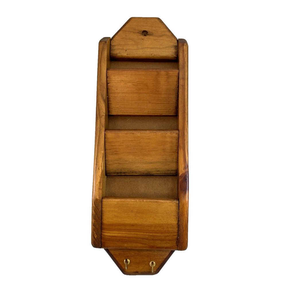 Wood 3 Tier Wall Mail Letter Organizer