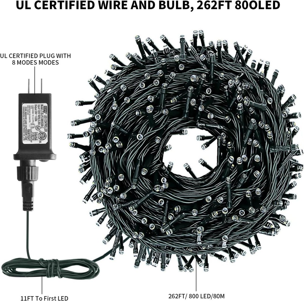 XTF2015 262FT 800 LED Christmas String Lights, 262 FT, Multicolor