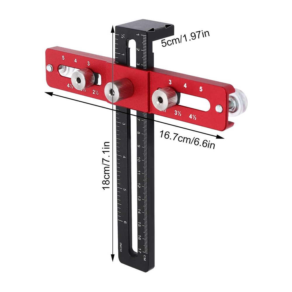 Woodworking Drill Guide with 2 Drills, Drilling Positioning Guide Ruler Tool