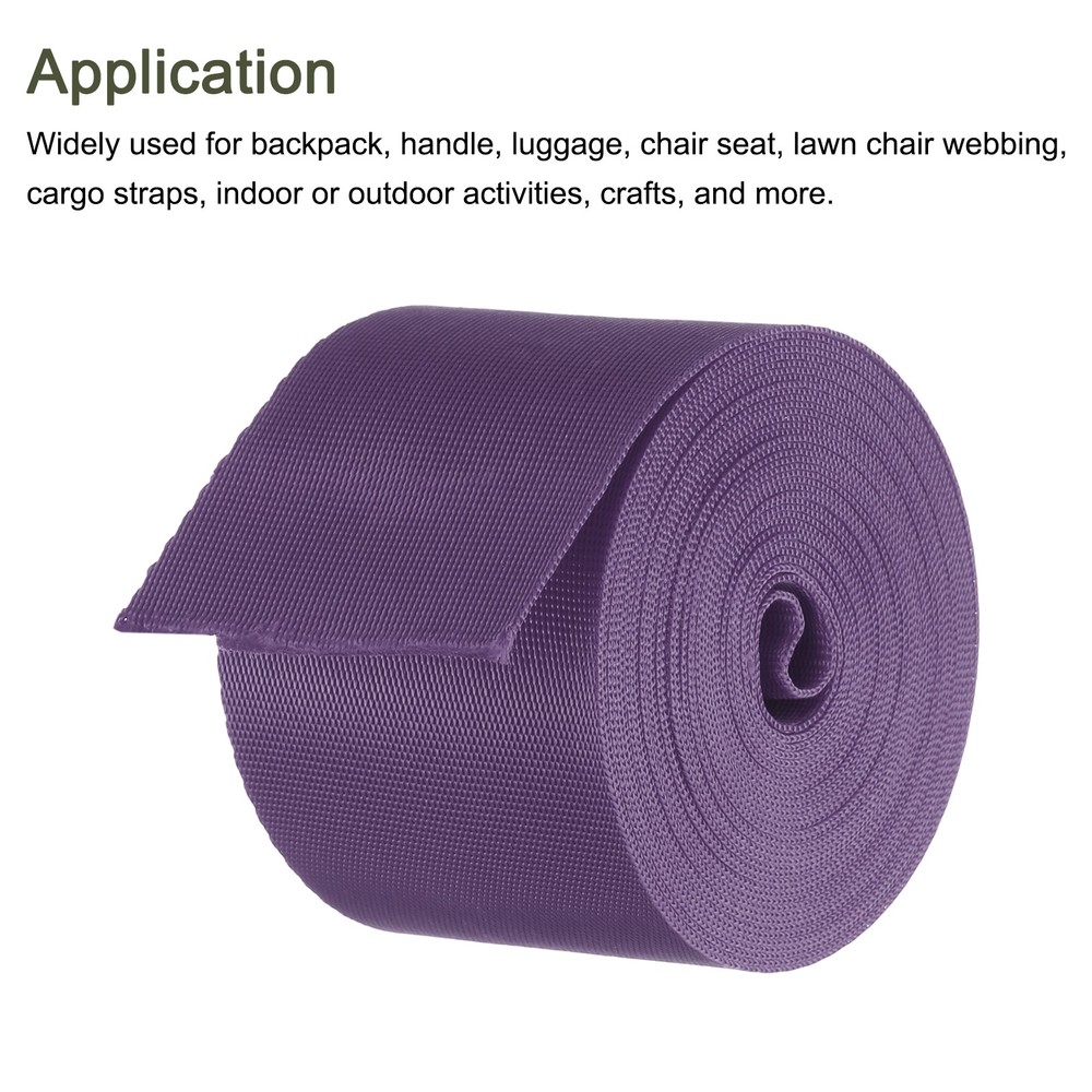Flat Nylon Webbing Strap 2 Inch 5 Yards Bean Purple for Backpack
