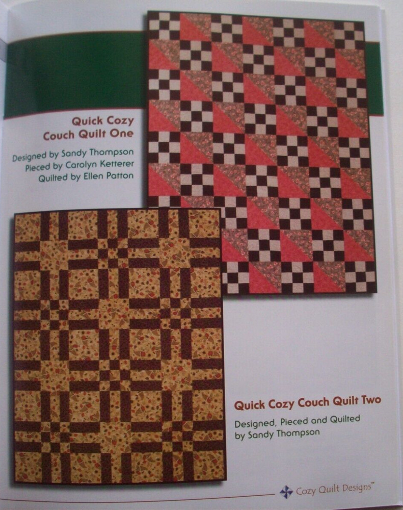 Quick Cozy Couch quilts pattern 6 designs