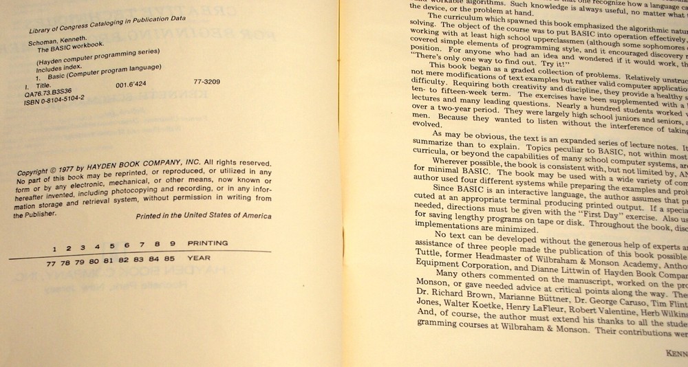 The BASIC Workbook Creative Techniques for beginning Programmers