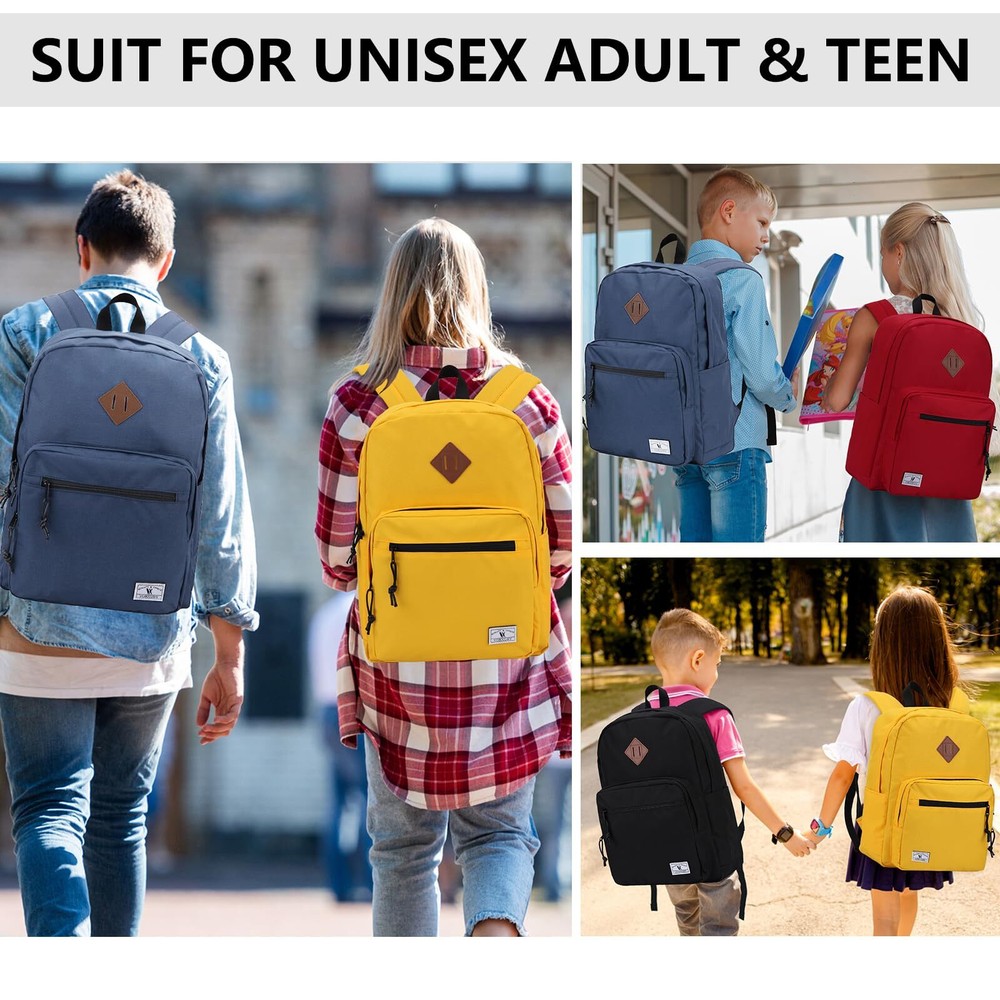 School BackpackLightweight Classic Basic Bookbag for Men Women Simple Blue Ba...