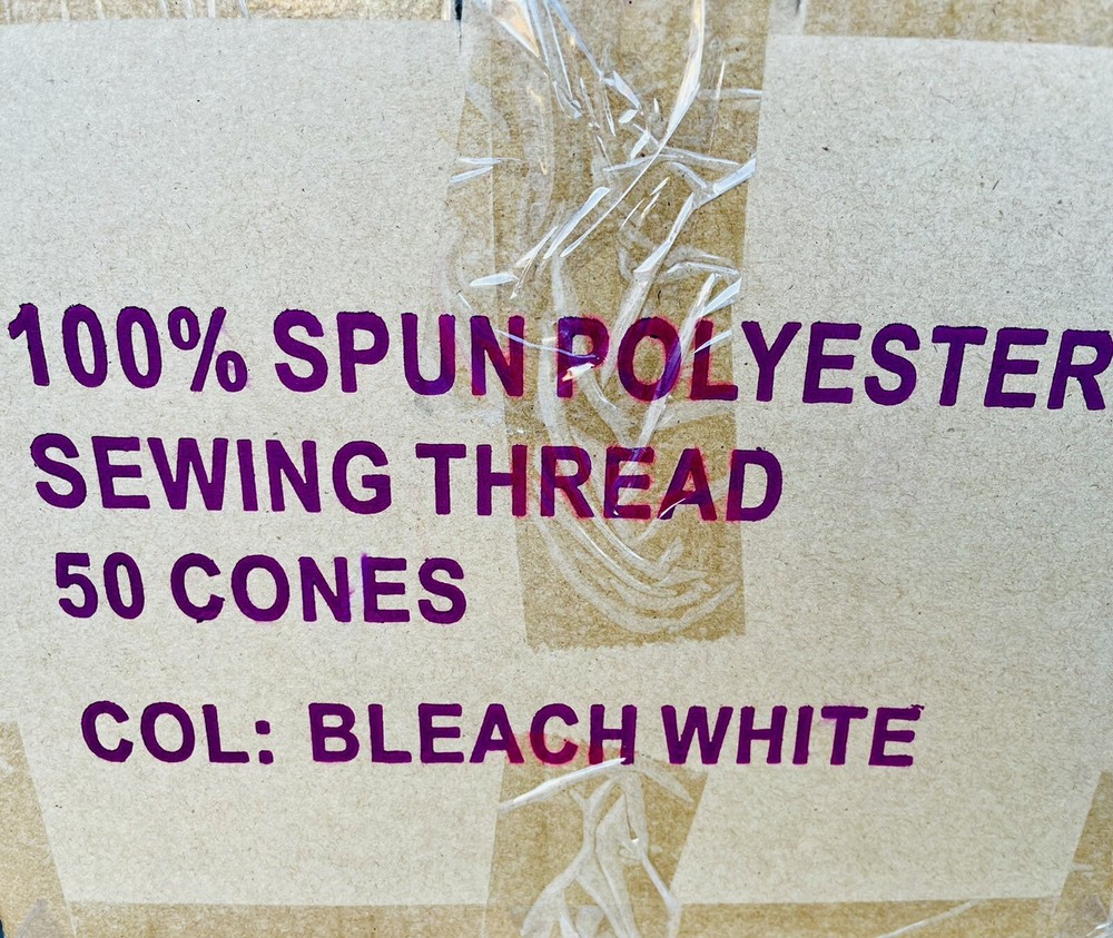 50 Spools BLEACH WHITE Multi Purpose Serger Sewing Thread Cones S/2 T27 Quality