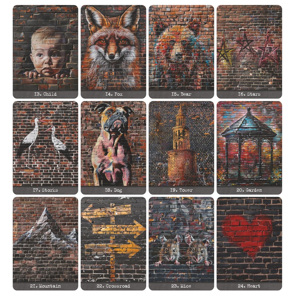 Brick Wall Lenormand Oracle, 36 Cards Indie Deck